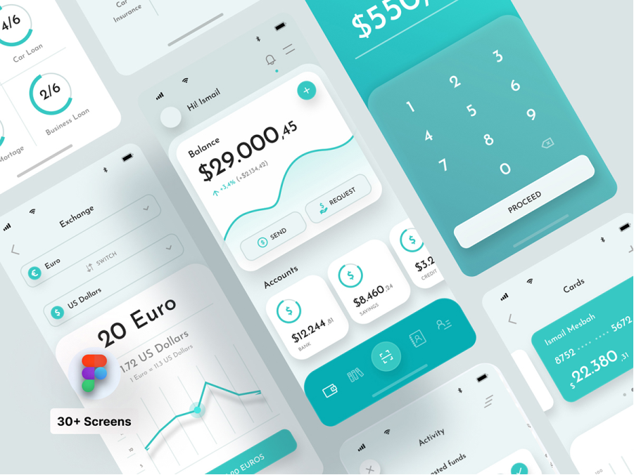 金融支付钱包app UI素材下载，助你实现现代金融支付设计 figma格式-UI/UX-到位啦UI