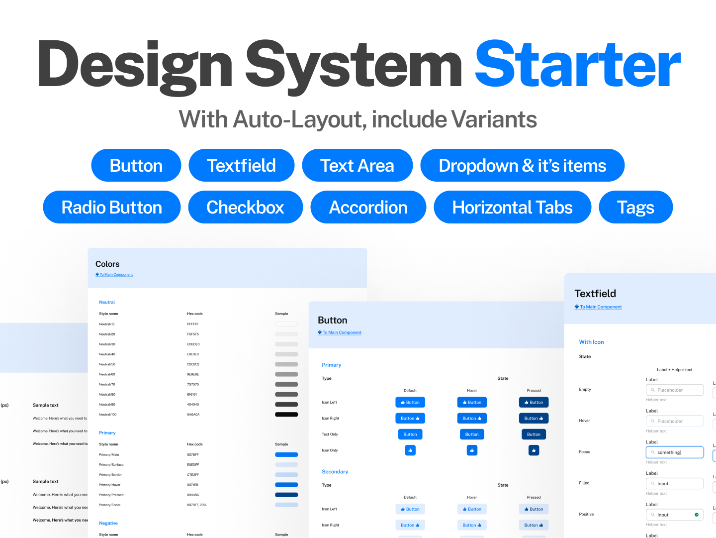 入门级UI设计系统Design System Starter下载，助你入门UI设计 figma格式-UI/UX-到位啦UI