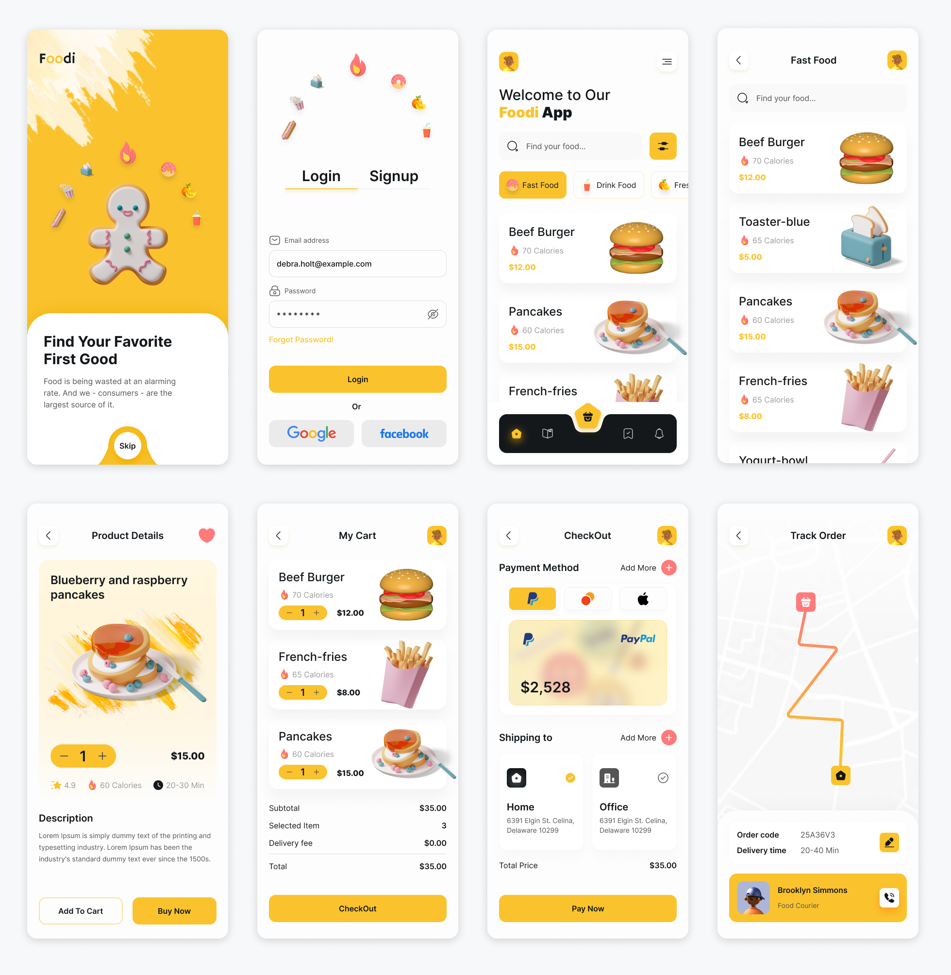 美食外卖App UI素材下载 - 极简设计，让用户食欲大开 figma格式-UI/UX-到位啦UI