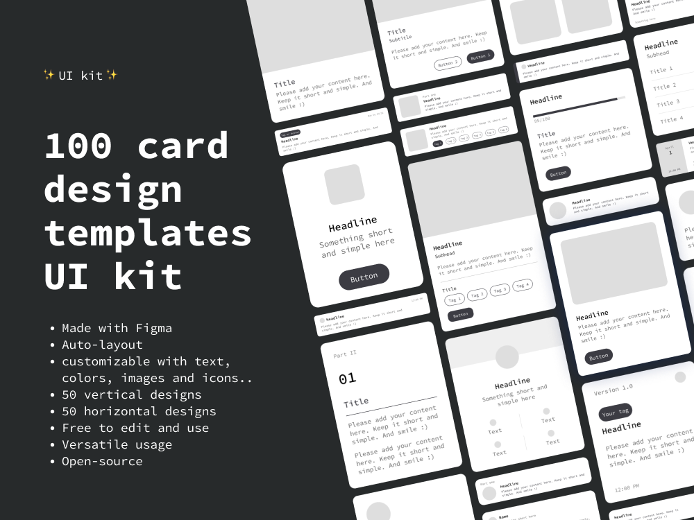 100 card卡片式UI设计素材下载，方便用户快速浏览信息 figma格式-UI/UX-到位啦UI