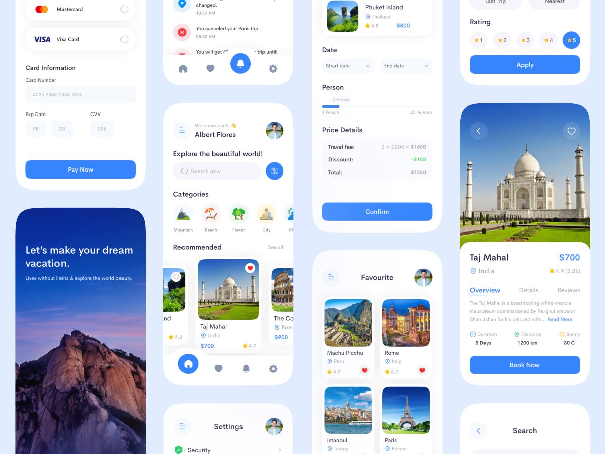 旅游app UI设计素材下载，带有出行建议、景点介绍等功能 figma格式-UI/UX-到位啦UI