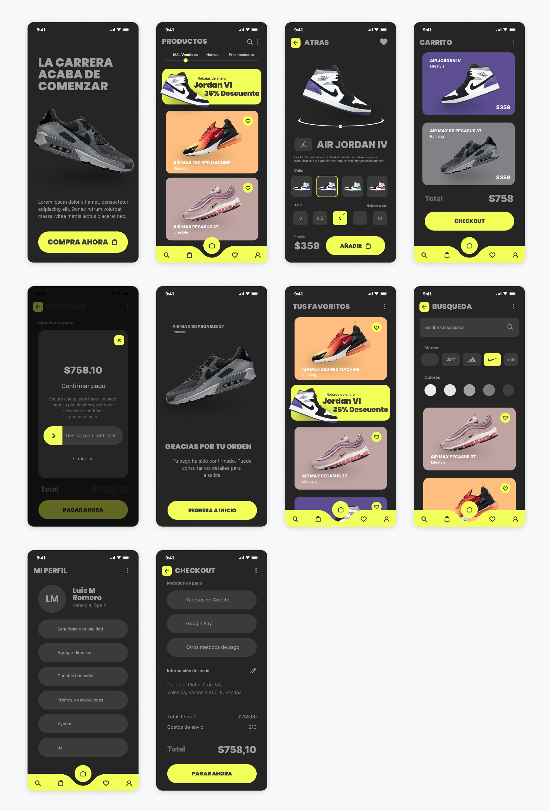 鞋类电商app UI，炫酷的UI设计，提供优质的购物体验素材下载 figma格式-UI/UX-到位啦UI