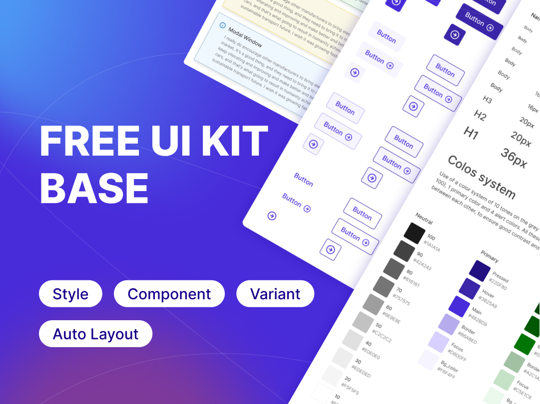 UI KIT BASE 简洁UI设计系统 - 免费下载简洁UI KIT BASE素材 figma格式-UI/UX-到位啦UI