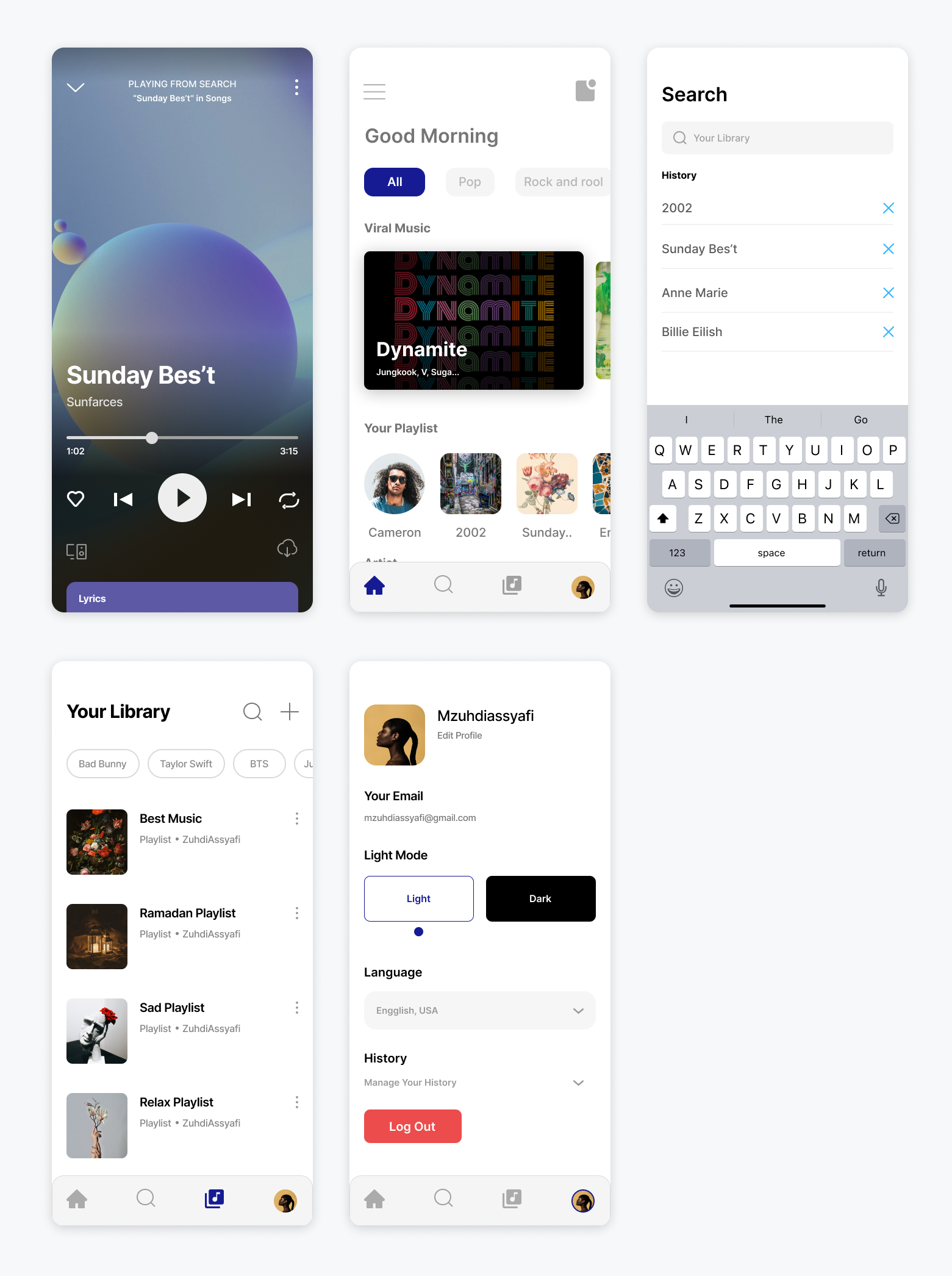 简洁音乐app UI - 免费下载简洁音乐UI素材 figma格式-UI/UX-到位啦UI