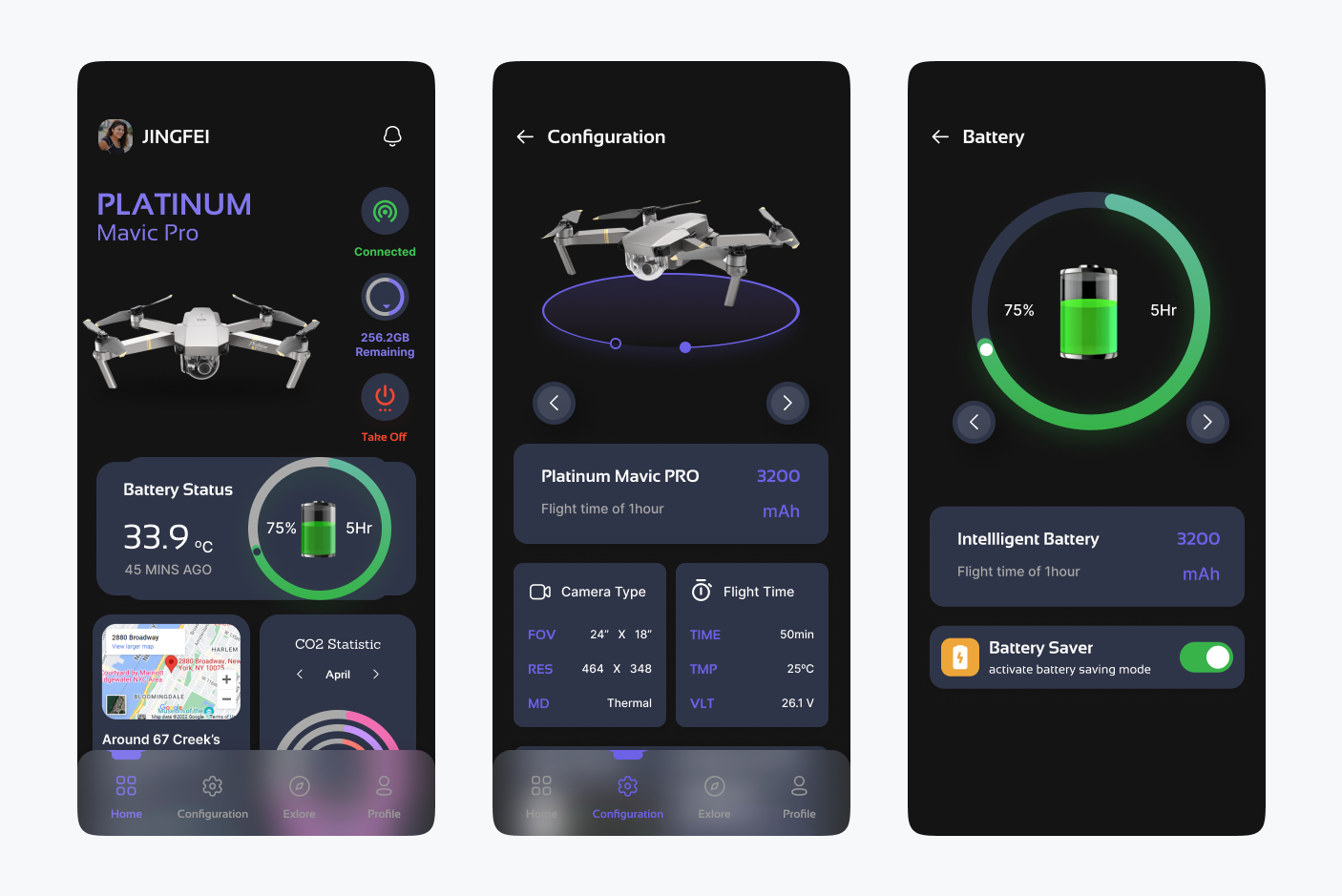 无人机App UI设计：智能化的无人机App UI设计，提供丰富的功能和易于使用的交互素材下载 figma格式-UI/UX-到位啦UI