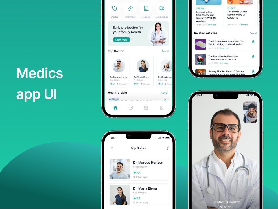 医院医疗App UI设计：专业的医院医疗App UI设计，提供全面的医疗服务素材下载 figma格式-UI/UX-到位啦UI