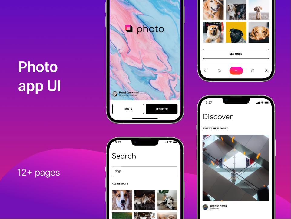 图片社交app：美观、简洁的图片社交UI设计素材下载 figma格式-UI/UX-到位啦UI