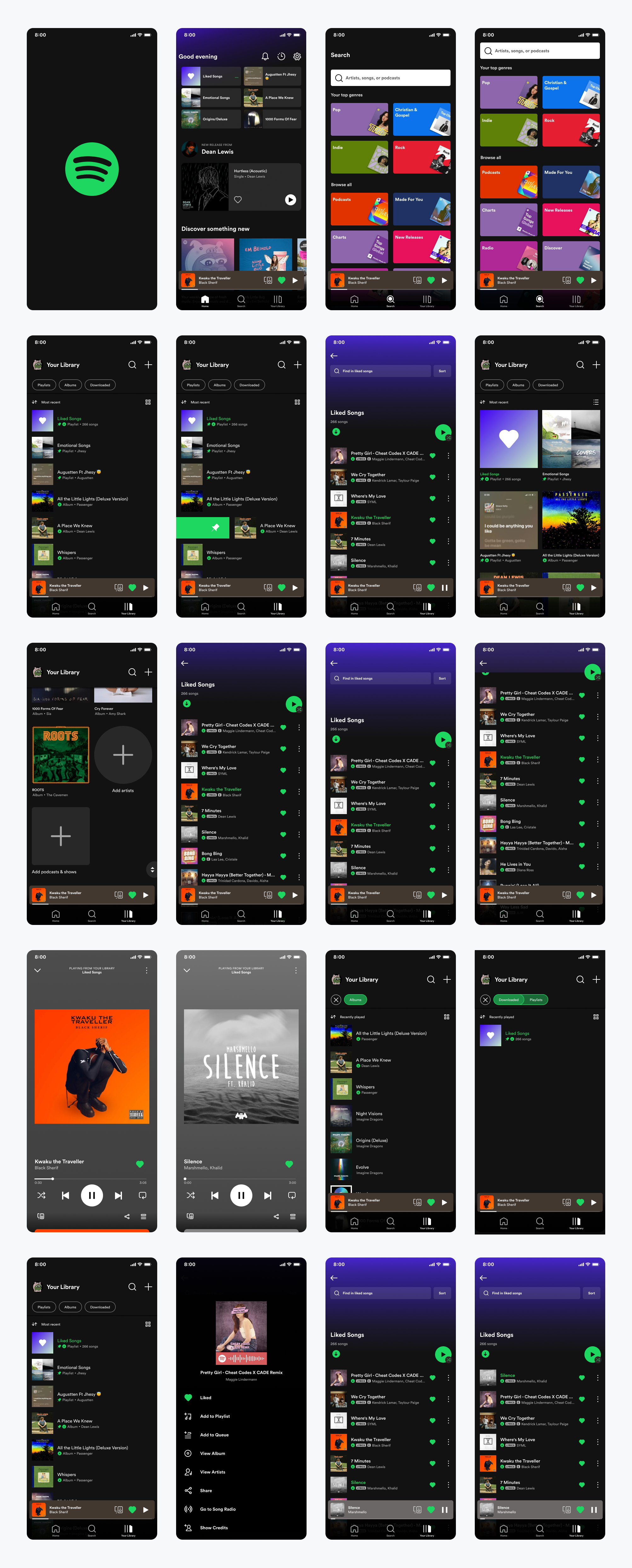 Spotify音乐app：全新升级版的音乐播放UI设计素材下载 figma格式-UI/UX-到位啦UI