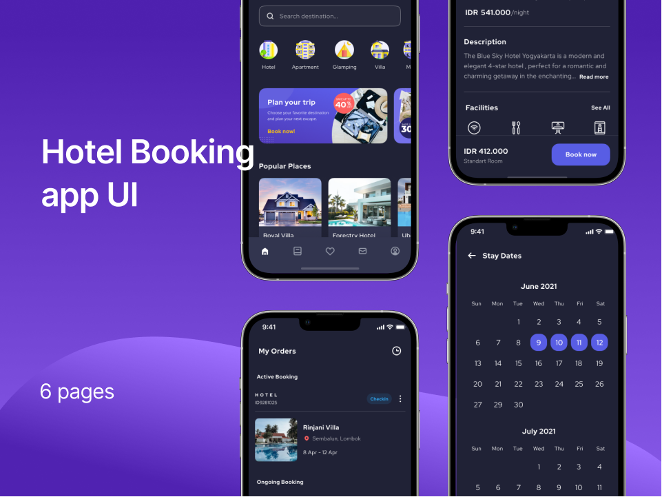 旅行酒店预订应用UI设计：旅行酒店预订app ui 下载 figma格式-UI/UX-到位啦UI