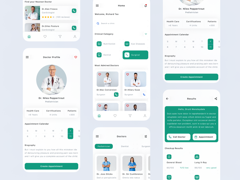 医疗app ui: 医疗应用UI设计，提高用户就医效率 figma格式-UI/UX-到位啦UI
