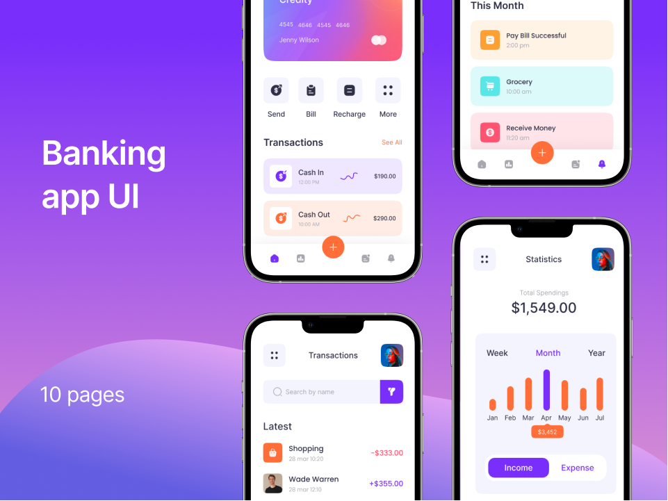 金融银行app ui: 金融银行应用UI设计，提供全方位金融服务 figma格式-UI/UX-到位啦UI