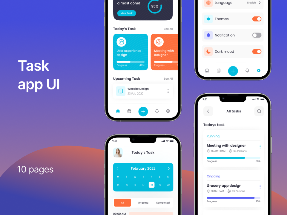 任务管理app ui 2: 任务管理应用UI设计，全新版本更新 figma格式-UI/UX-到位啦UI