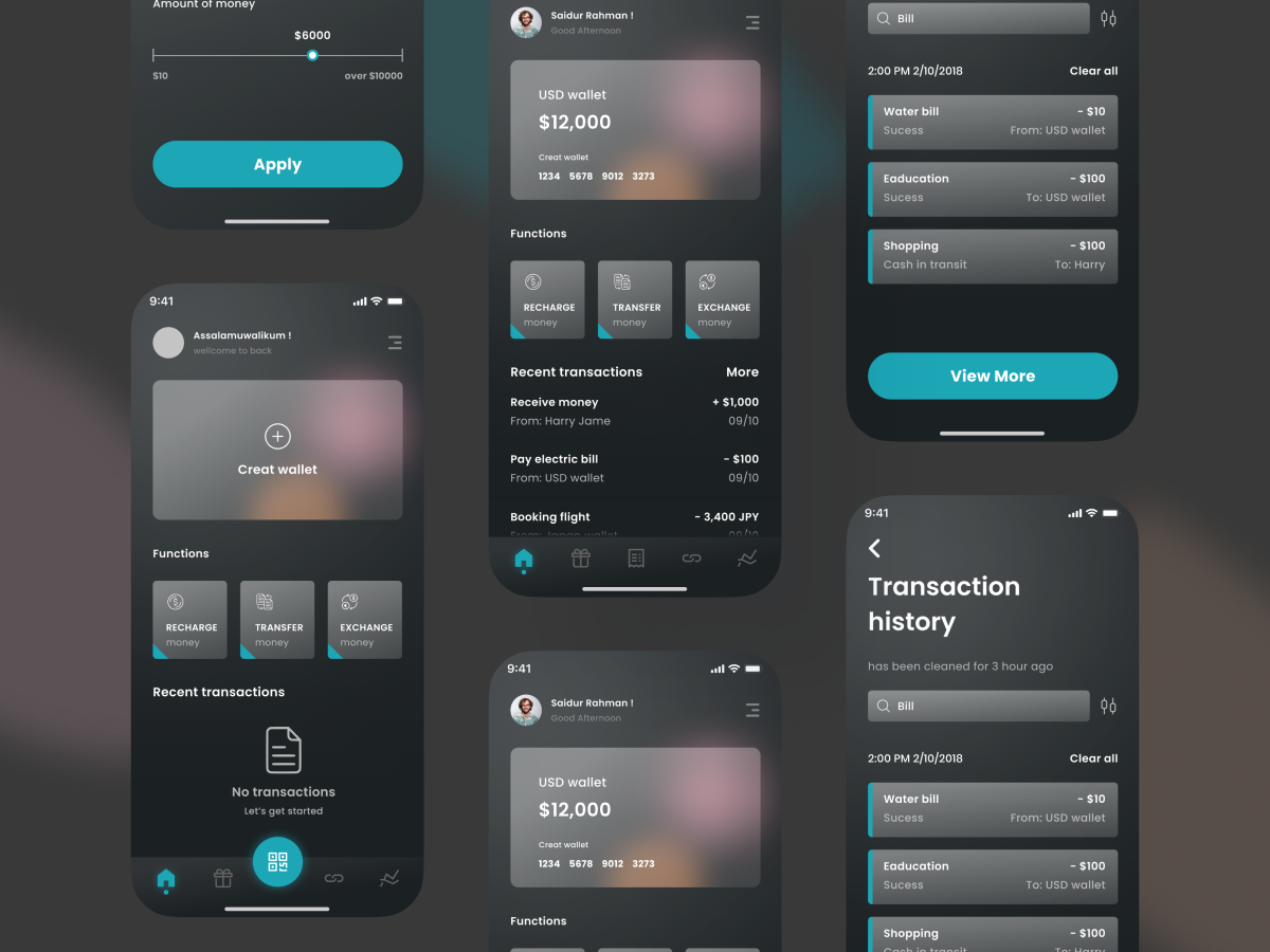 玻璃磨砂风格金融App UI设计素材下载 - 突出金融质感 figma格式-UI/UX-到位啦UI