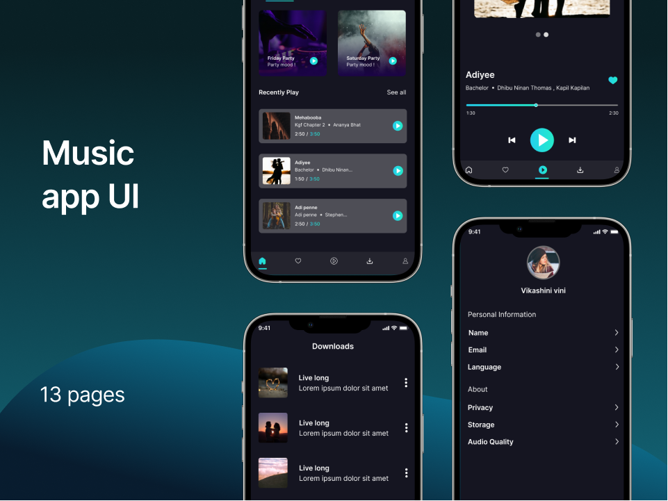 音乐App UI设计素材下载 - 享受优质音乐 figma格式-UI/UX-到位啦UI