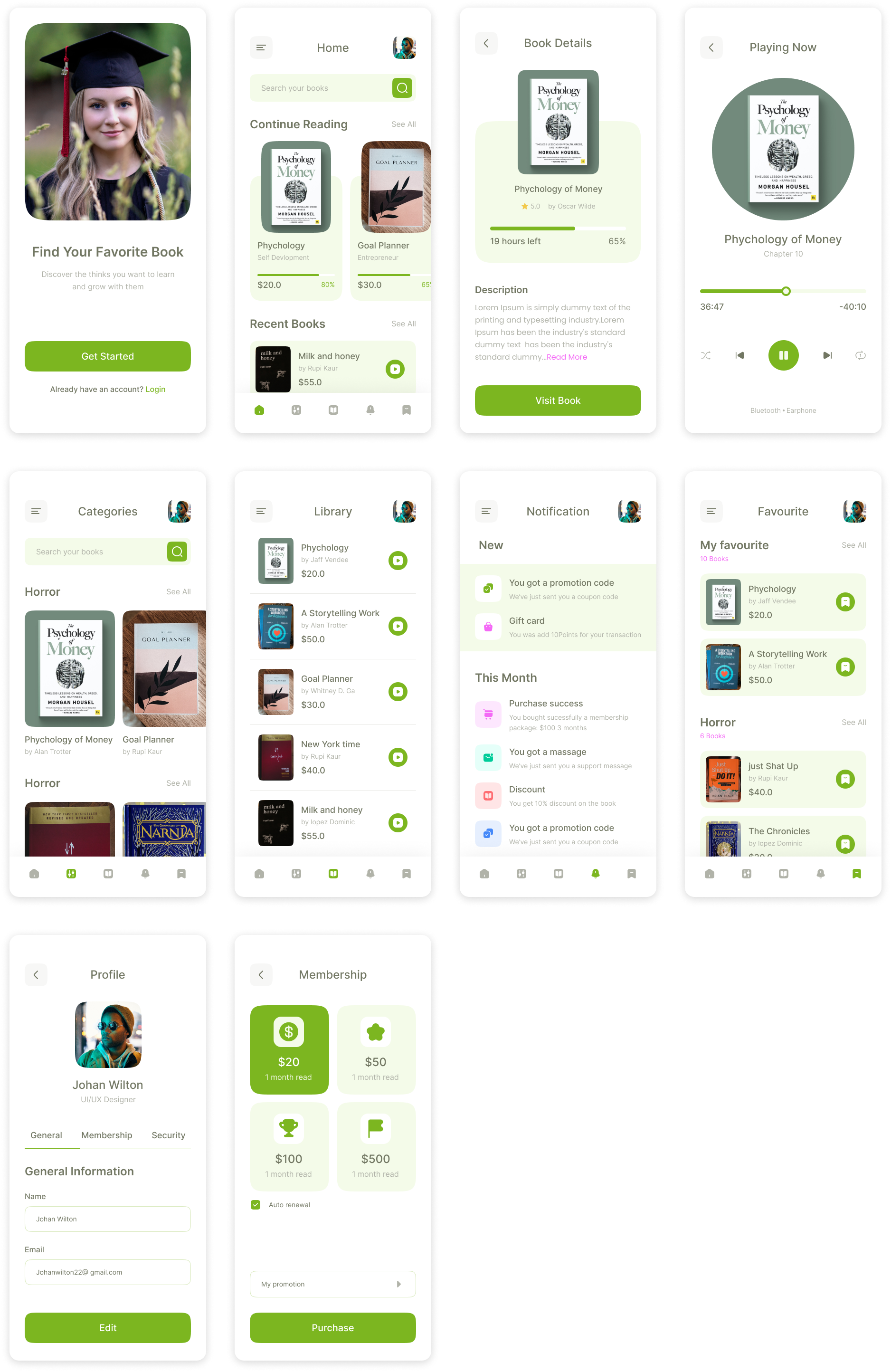 电子书app ui：轻松管理和阅读电子书的应用程序界面设计 - 下载素材 figma格式-UI/UX-到位啦UI