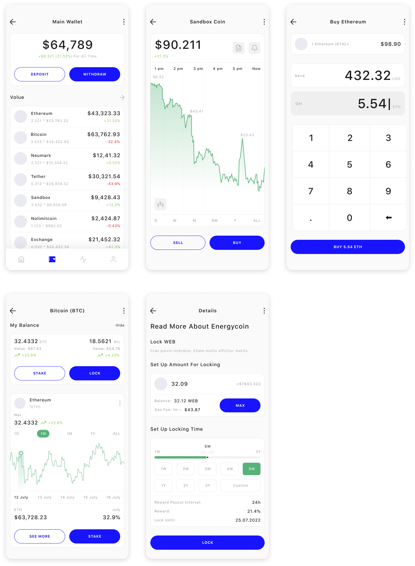 数字货币交易app ui：简单易用的数字货币交易应用程序界面设计 - 下载素材 figma格式-UI/UX-到位啦UI
