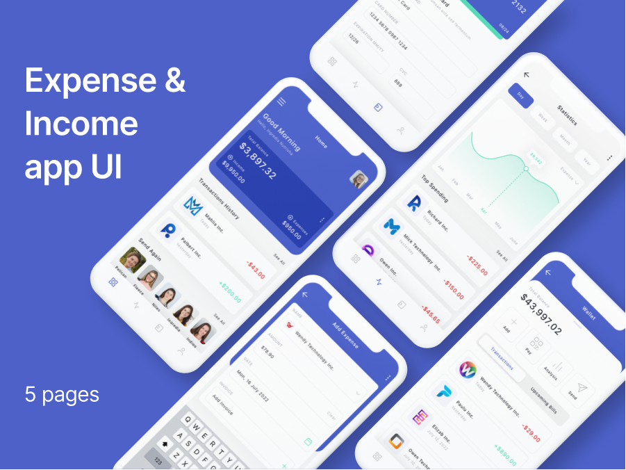 收支记录记账app ui：轻松管理个人财务的应用程序界面设计 - 下载素材 figma格式-UI/UX-到位啦UI