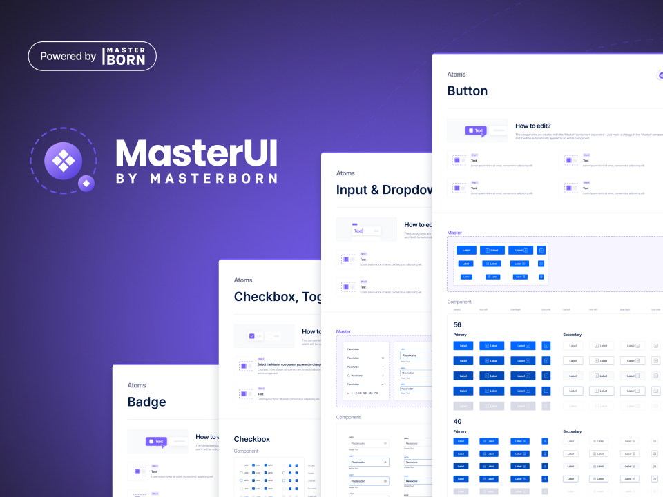 MasterUI 设计系统：全功能UI设计系统 figma格式-UI/UX-到位啦UI
