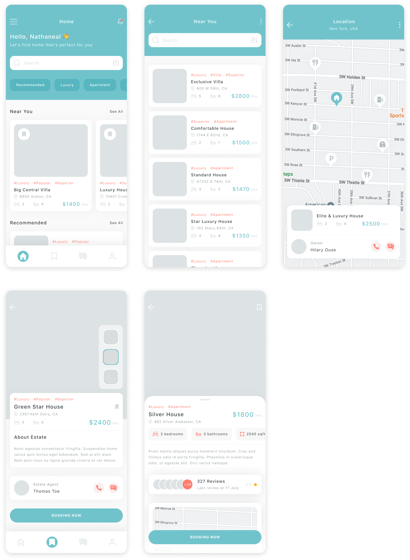 租房app ui：现代简约风格的租房应用，轻松找到你的理想住所 | 下载素材 figma, xd, sketch, psd格式-UI/UX-到位啦UI