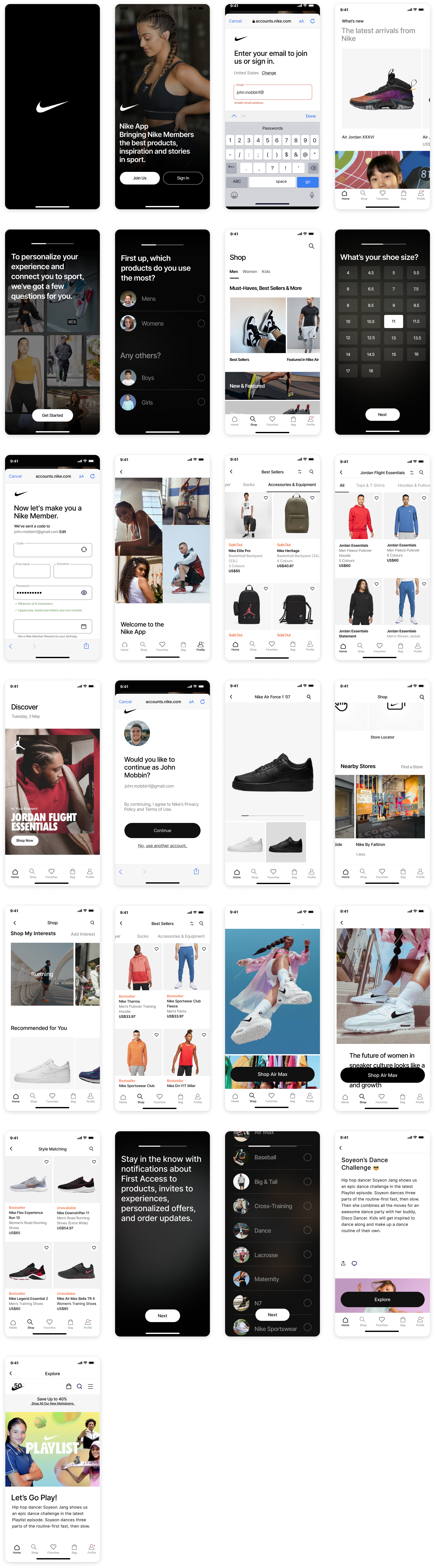 Nike鞋类电商App UI设计素材下载 figma格式-UI/UX-到位啦UI