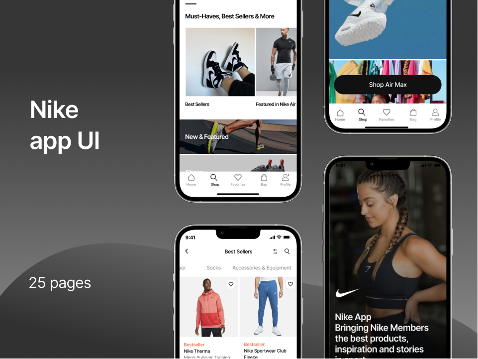 Nike鞋类电商App UI设计素材下载 figma格式-UI/UX-到位啦UI