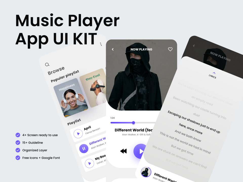 音乐app UI设计素材下载 figma格式-UI/UX-到位啦UI