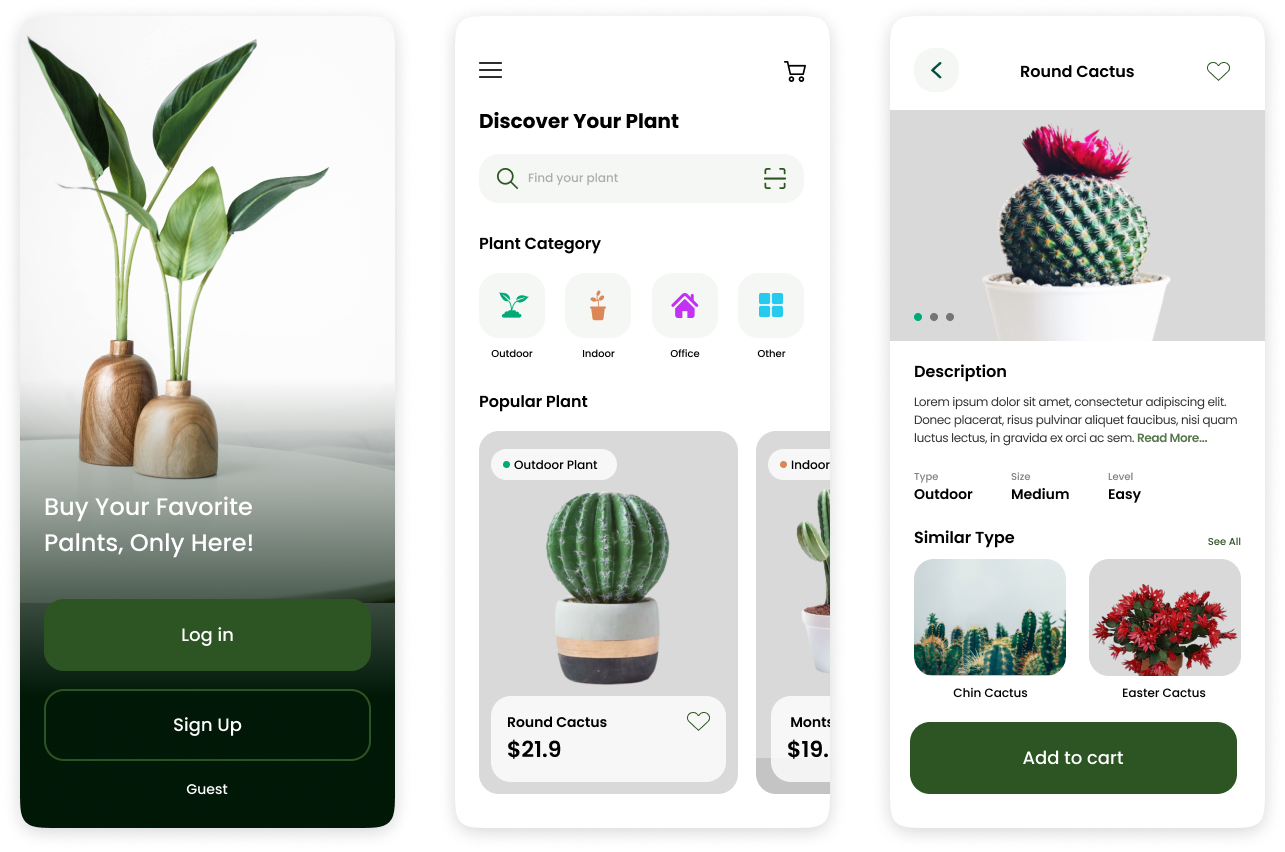 绿植电商app UI设计素材下载 figma格式-UI/UX-到位啦UI