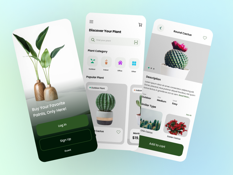 绿植电商app UI设计素材下载 figma格式-UI/UX-到位啦UI