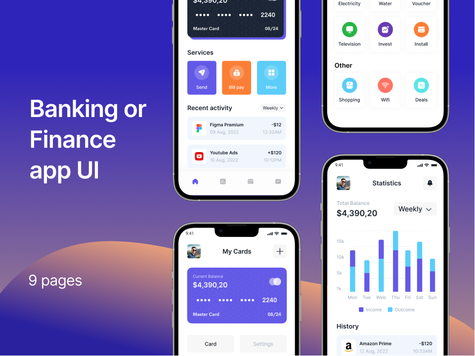 金融银行app UI设计素材下载 figma格式-UI/UX-到位啦UI