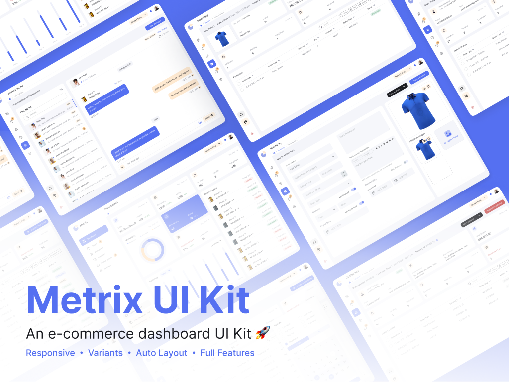 Metrix成套网站后台dashboard UI：完整实用的网站后台dashboard UI设计 figma格式-UI/UX-到位啦UI
