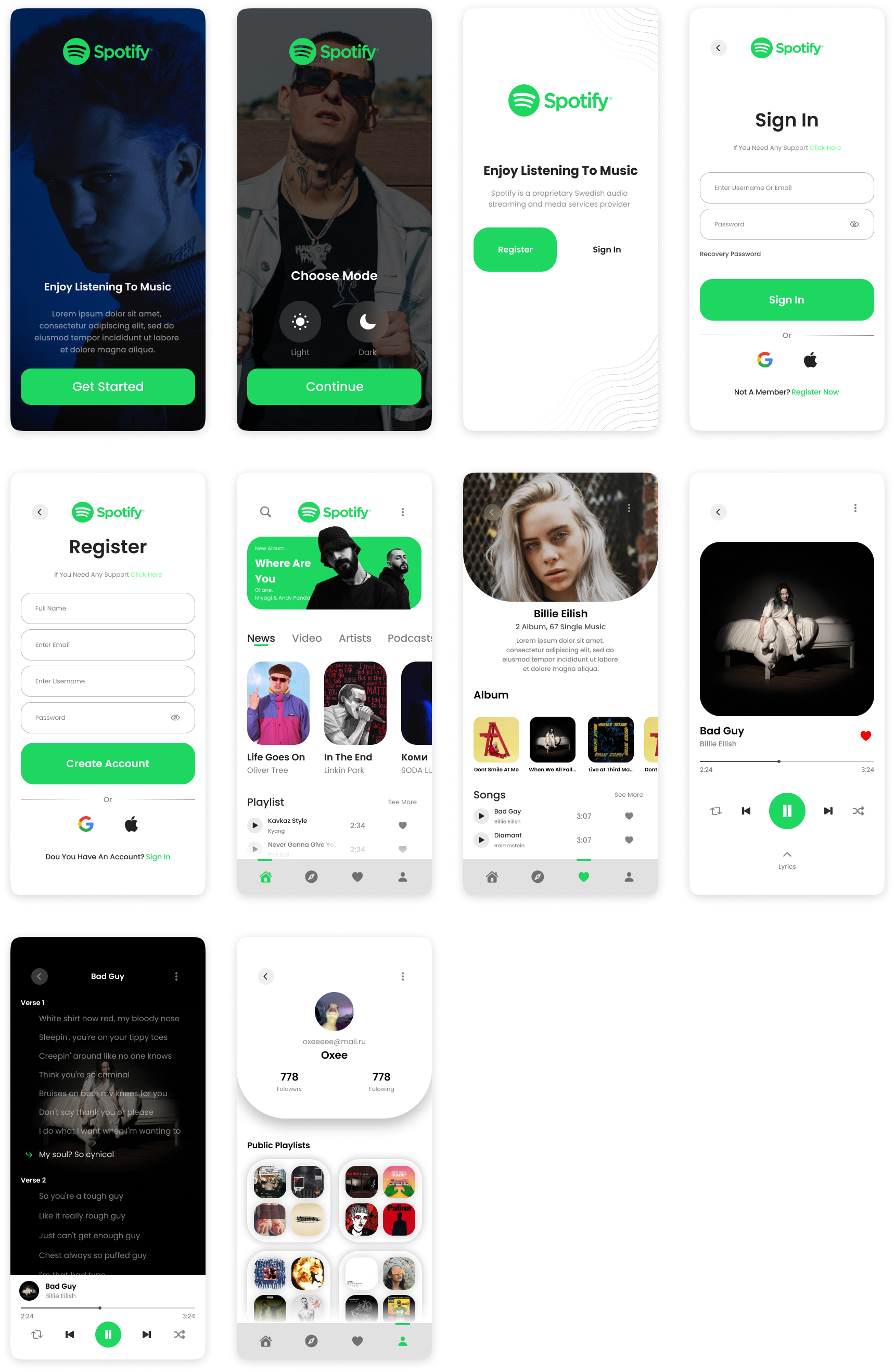 Spotify App重新设计：明暗两个风格的UI素材下载 figma格式-UI/UX-到位啦UI