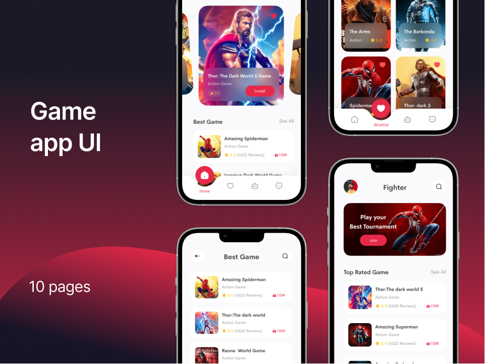 游戏平台app UI素材下载 - 包含游戏风格UI设计 figma格式-UI/UX-到位啦UI