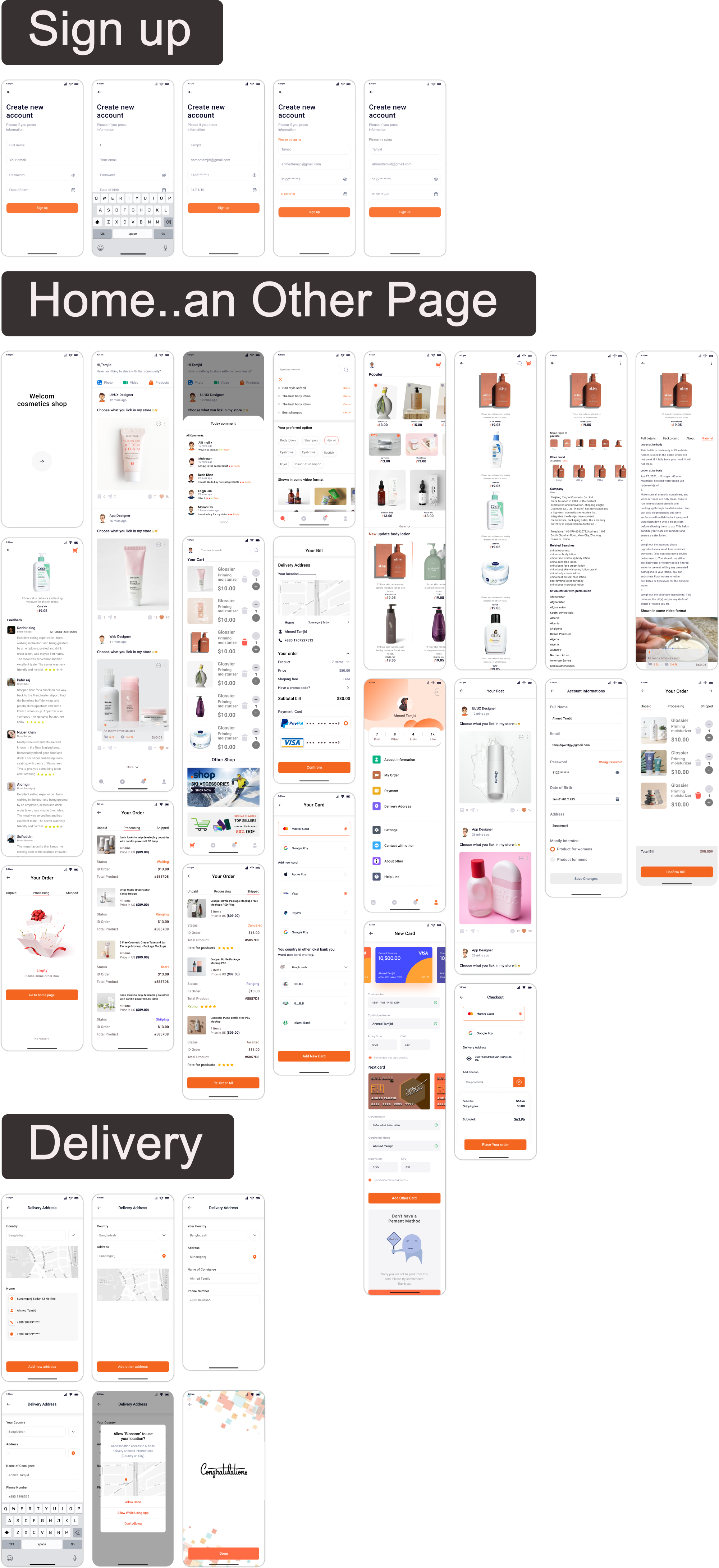 化妆品电商app ui: 时尚简约的化妆品电商app界面设计模板下载 figma格式-UI/UX-到位啦UI