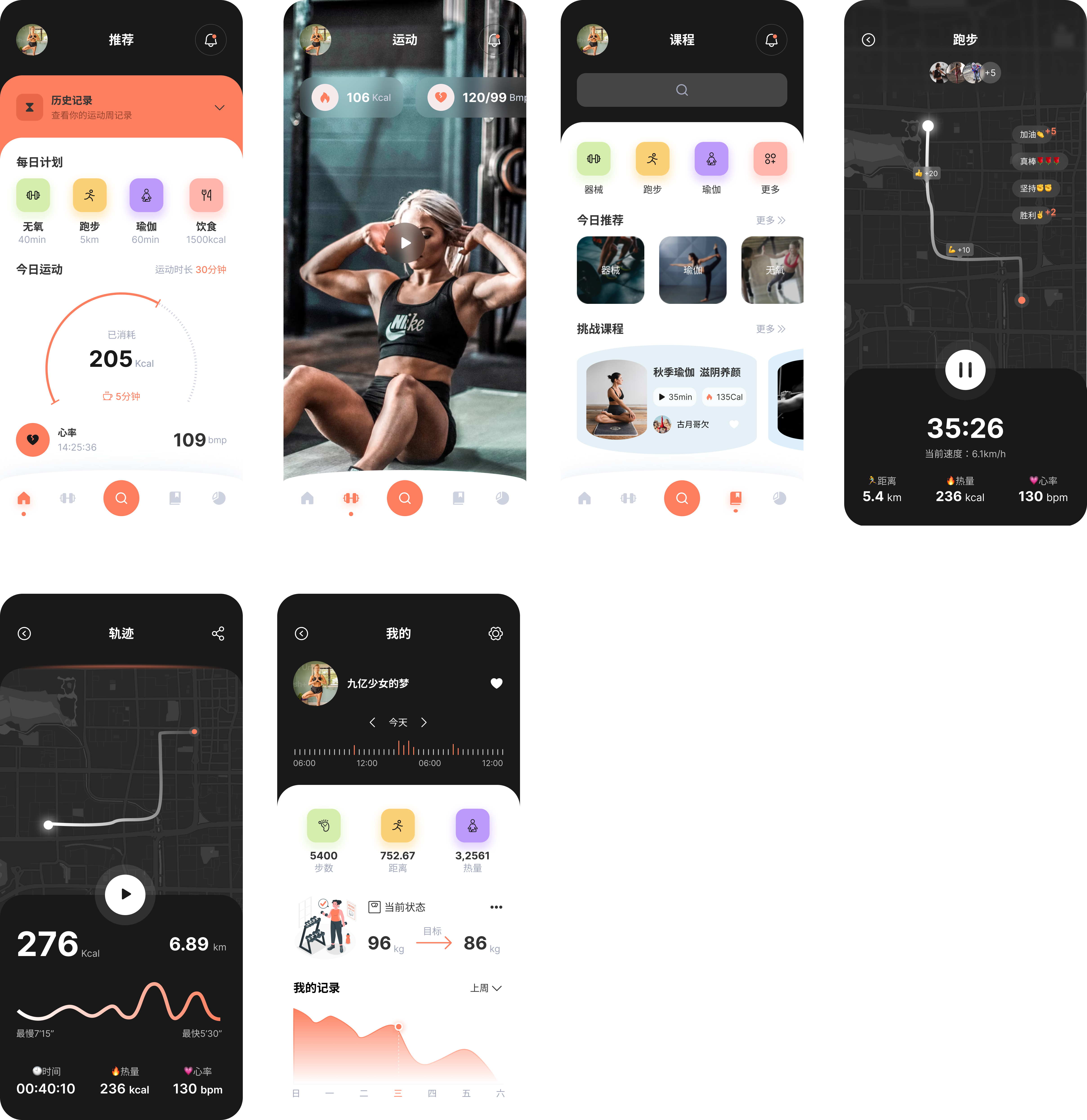 运动健身App UI素材下载 - 运动风格，清新设计 figma格式-UI/UX-到位啦UI
