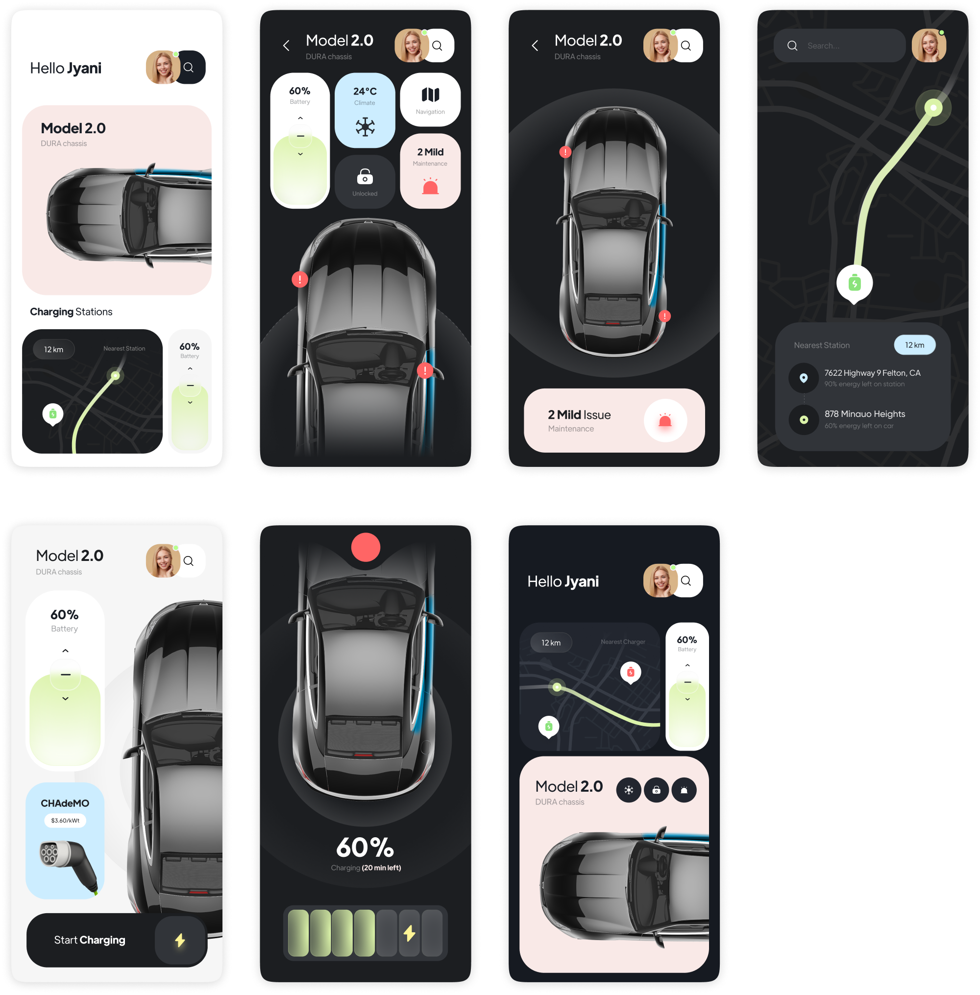 汽车控制App UI素材下载 - 简约清新，实用设计 figma格式-UI/UX-到位啦UI