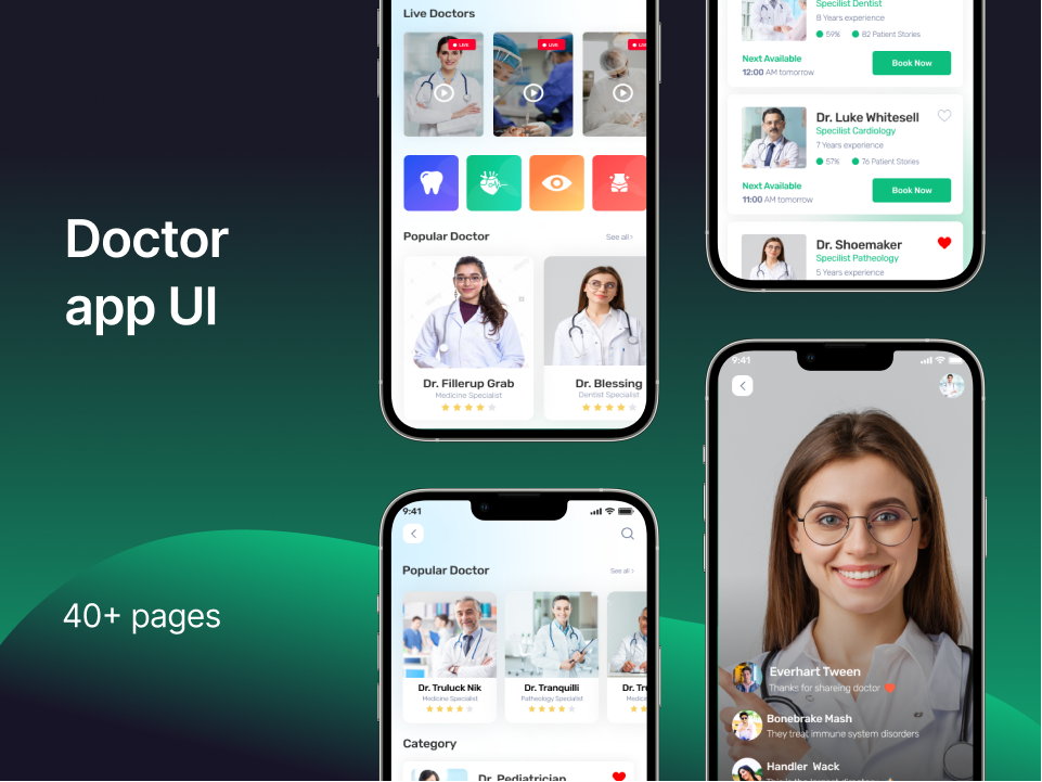 成套医疗app UI设计素材下载 - 医疗健康主题UI界面设计 figma格式-UI/UX-到位啦UI