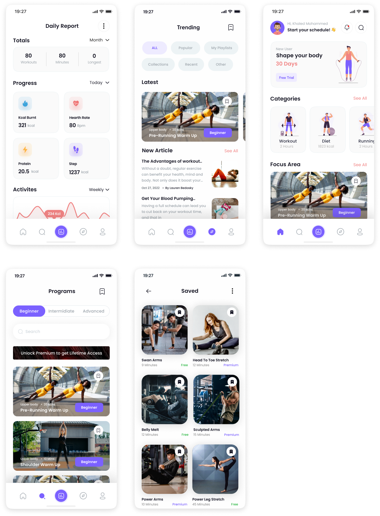 运动健身app UI设计素材下载 - 健身运动主题UI界面设计 figma格式-UI/UX-到位啦UI