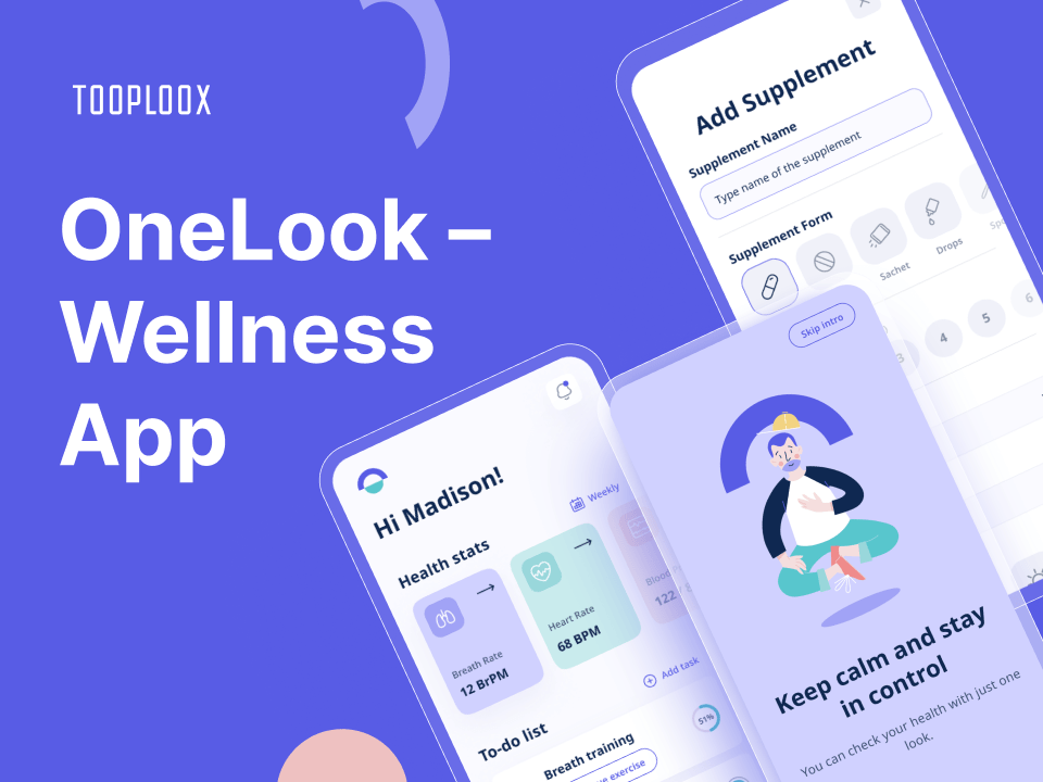 OneLook健康管理app UI: 清新简洁的健康管理app设计，轻松记录健康数据 figma格式-UI/UX-到位啦UI