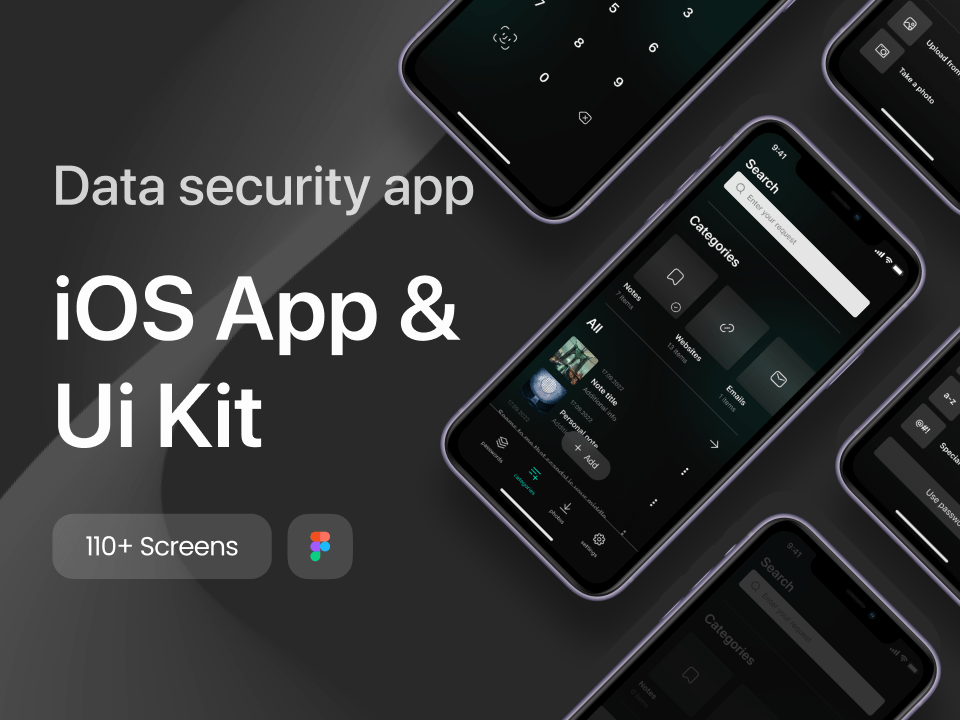 数据安全app: 数据安全保障的app UI设计 figma格式-UI/UX-到位啦UI