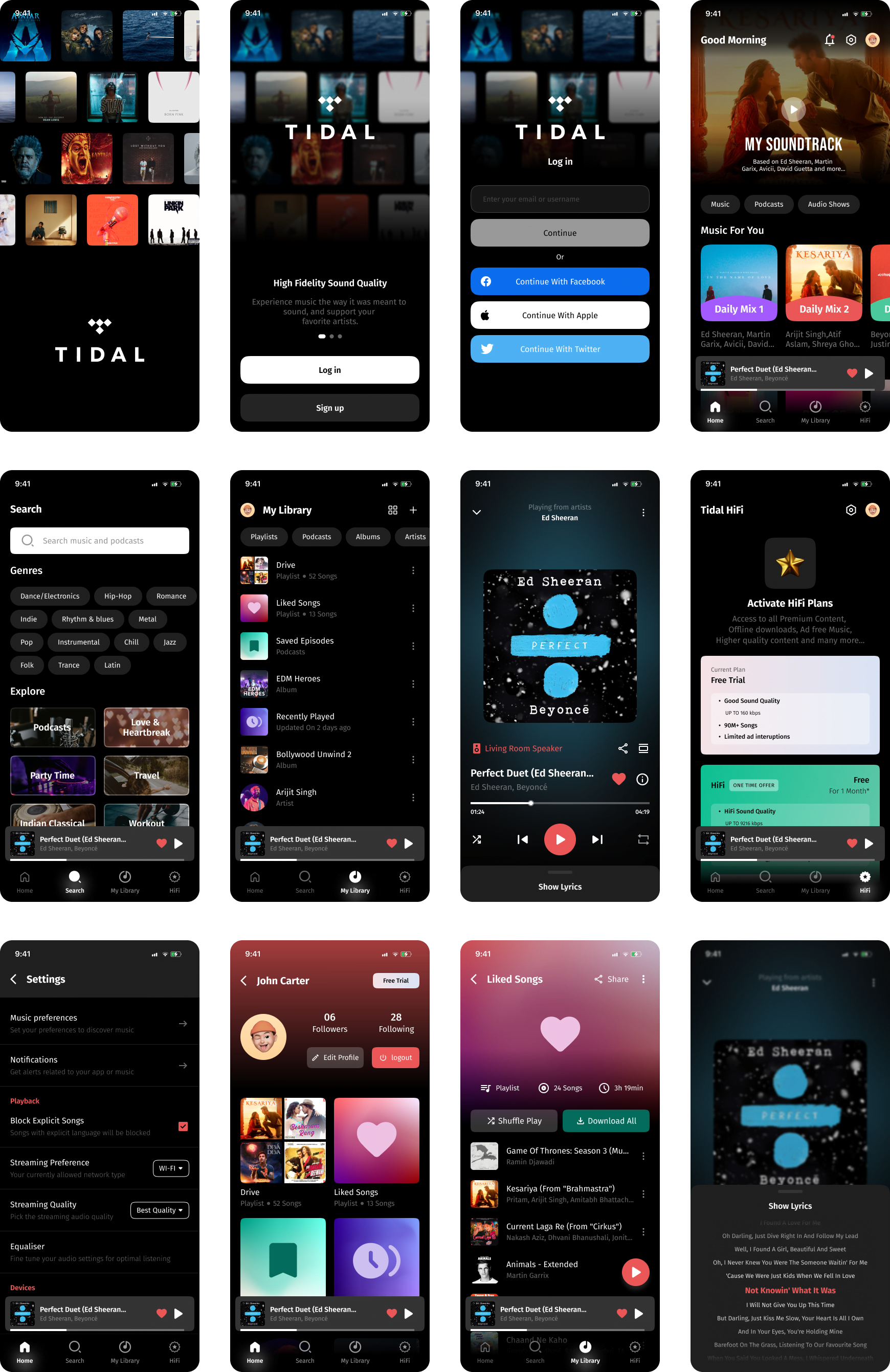 Tidal 音乐app: 音质极佳的音乐app UI设计 figma格式-UI/UX-到位啦UI