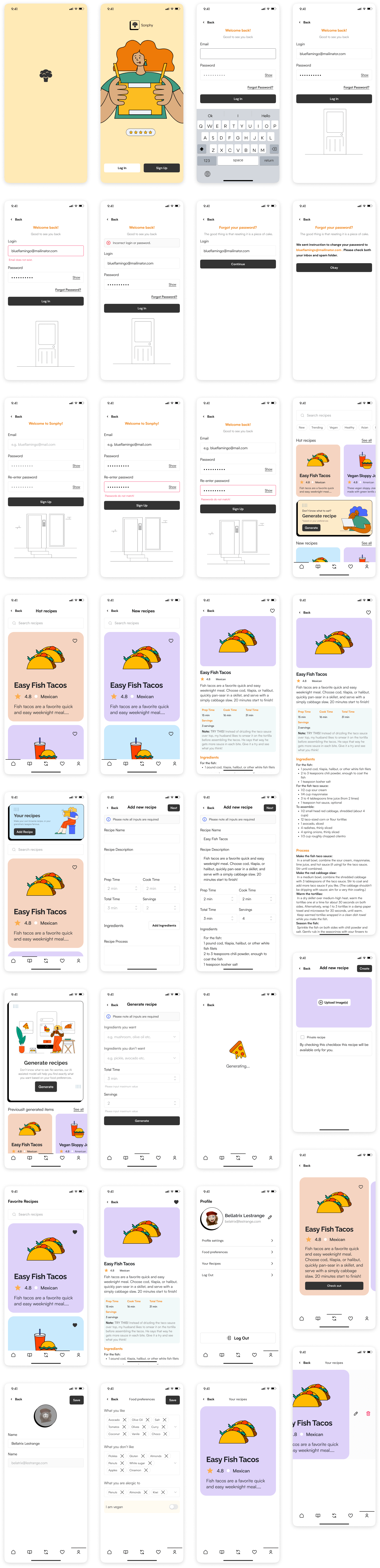 做菜食谱App UI设计 - 丰富多彩的做菜食谱App UI素材下载 figma格式-UI/UX-到位啦UI