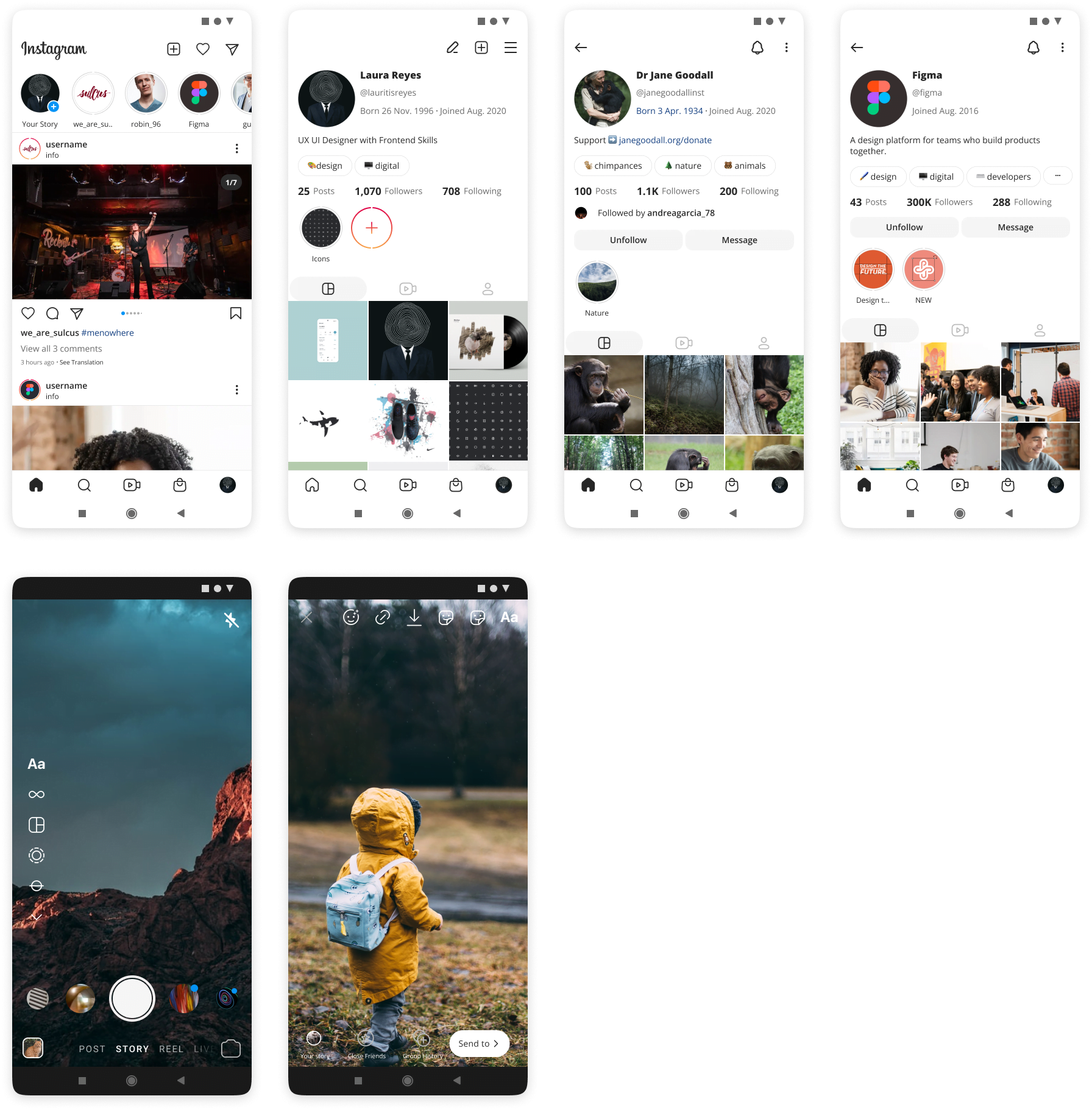 Instagram app UI设计 - 时尚美观的社交App UI素材下载 figma格式-UI/UX-到位啦UI