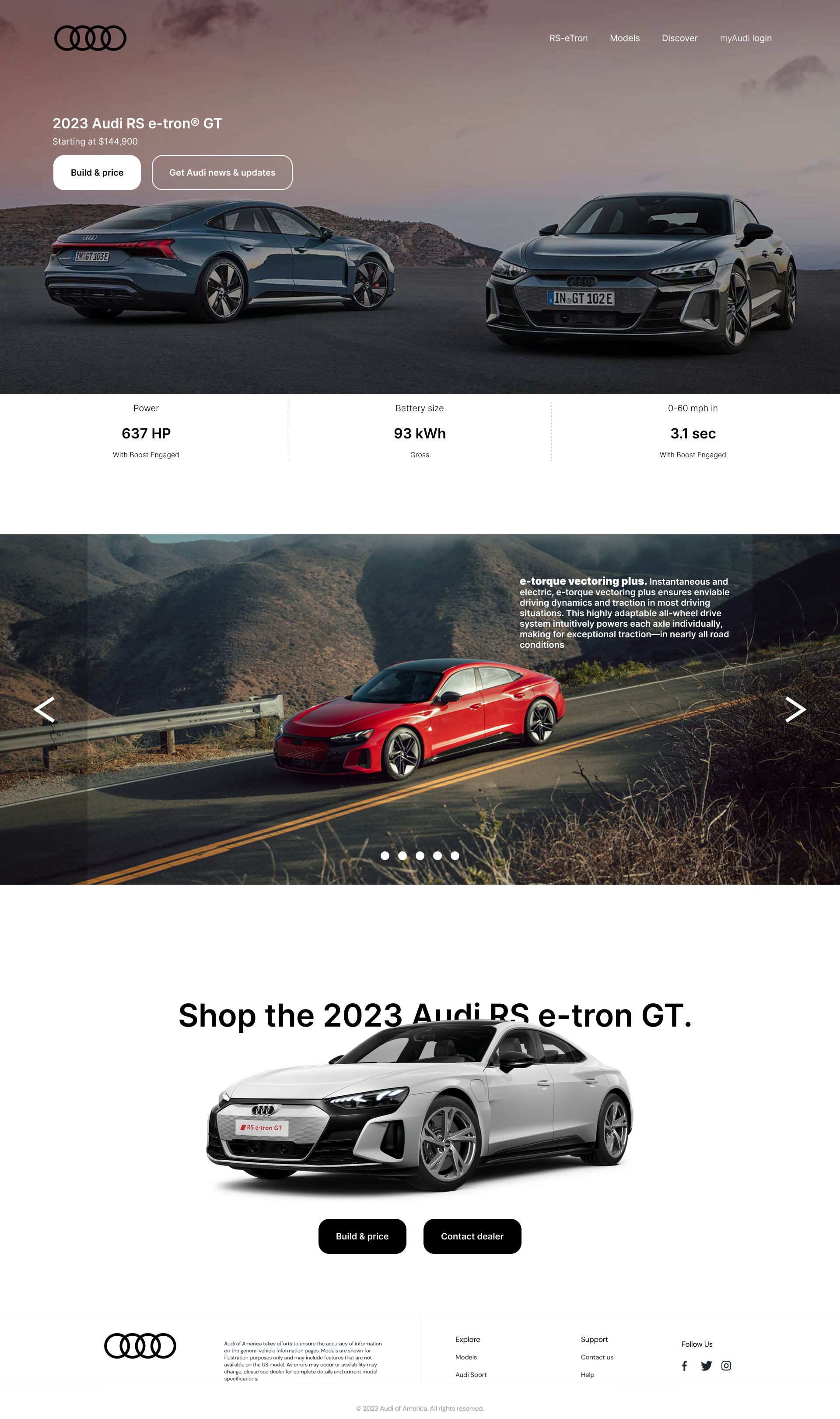 2023 Audi RS e-tron® GT网站落地页UI设计 - 现代科技感的Audi网站UI素材下载 figma格式-UI/UX-到位啦UI