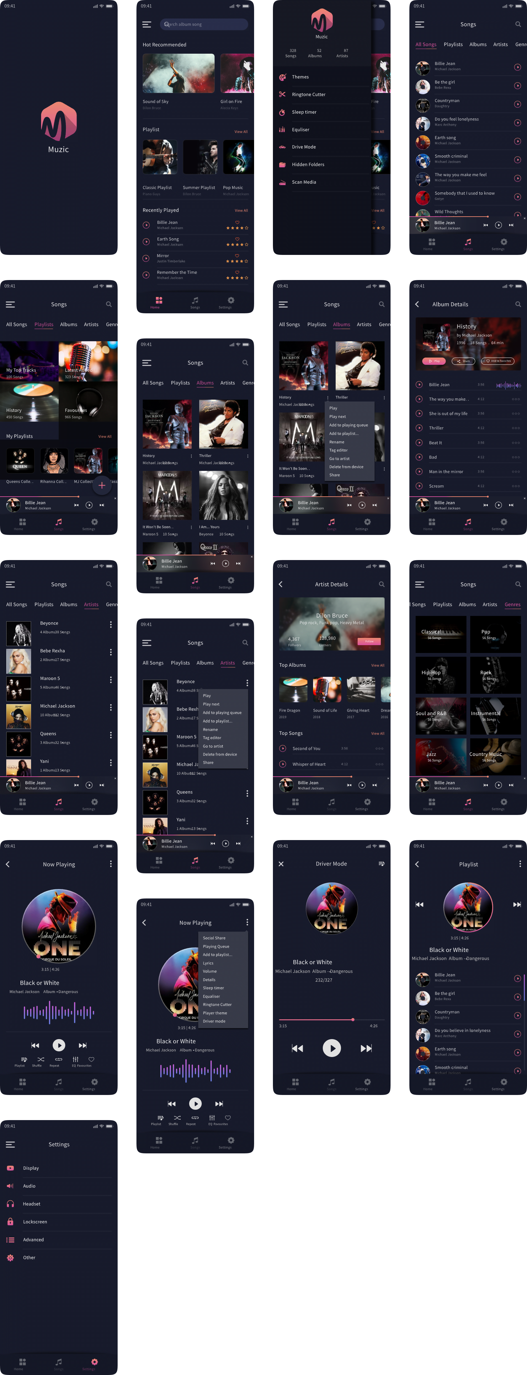 音乐app UI设计 - 现代流行的音乐播放器App UI素材下载 xd格式-UI/UX-到位啦UI