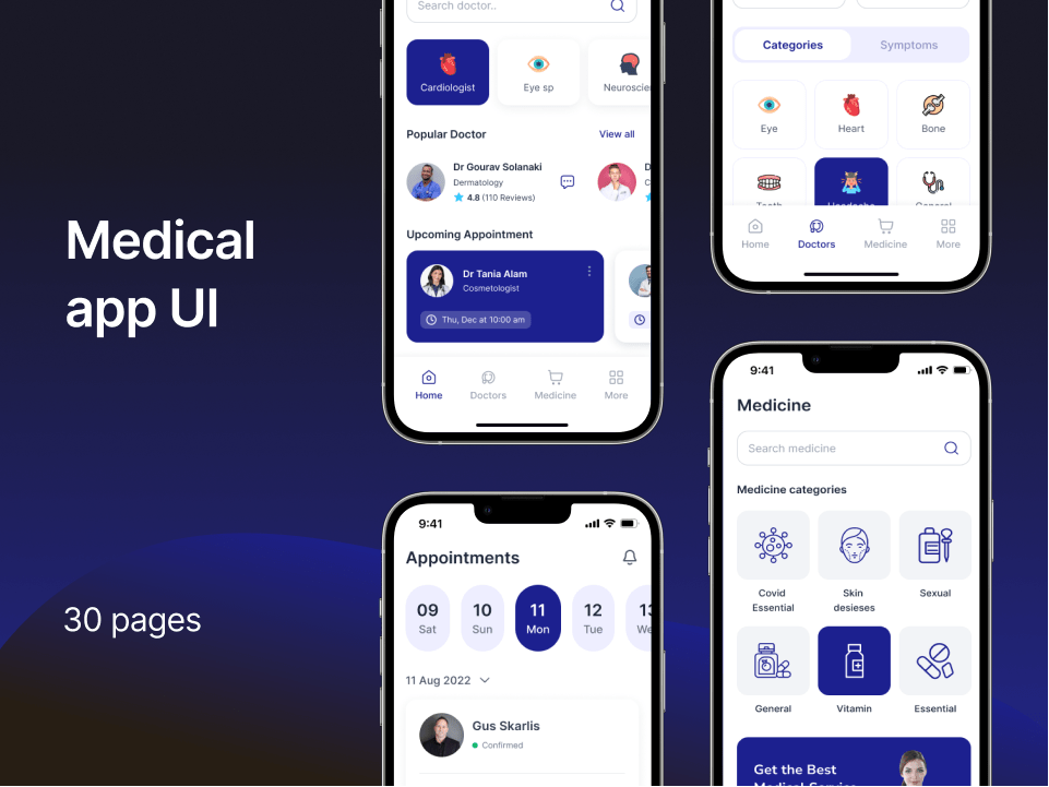 智慧医疗app UI - 极致用户体验，打造智能医疗新时代 figma格式-UI/UX-到位啦UI
