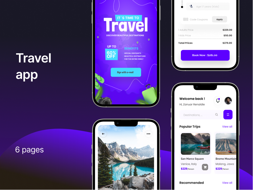 Travelogue App UI素材下载：为您的旅游应用注入舒适的设计感 figma格式-UI/UX-到位啦UI