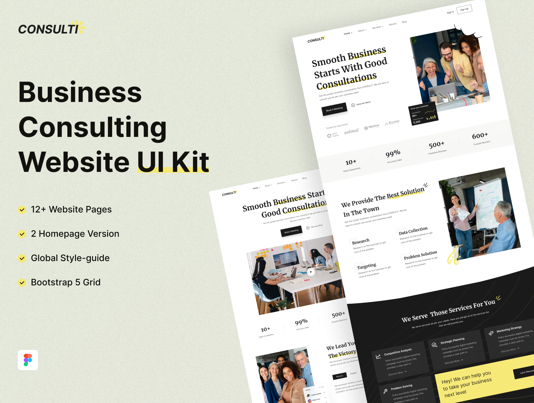 Consulti 商务咨询网站 UI 套件 Consulti - Business Consulting Website UI Kit-UI/UX-到位啦UI