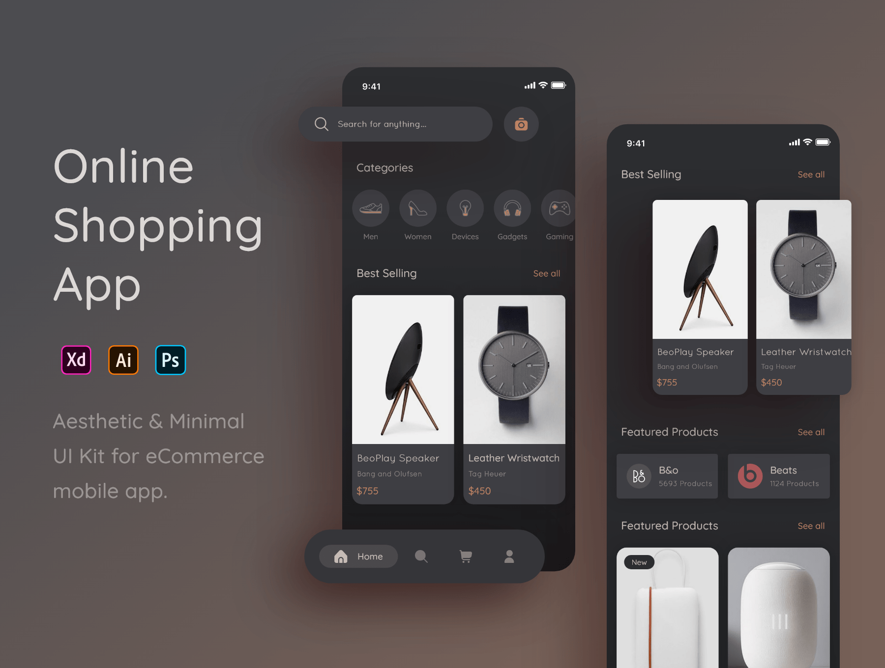极简美学在线购物应用UI套件 Online Shopping App-UI/UX-到位啦UI