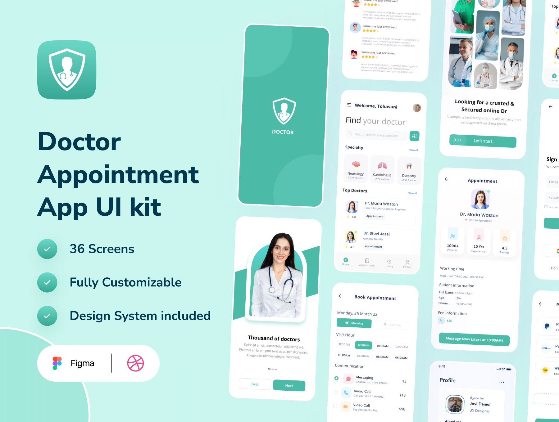 医生预约应用程序 UI Kit Doctor Appointment App Ui Kit-UI/UX-到位啦UI