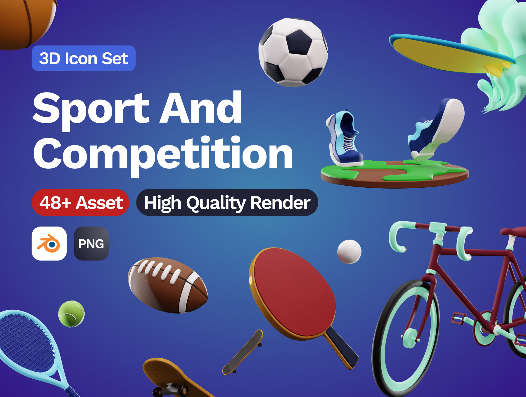 3D运动和竞赛图标集  3D Sport And Competition Icon-3D/图标-到位啦UI